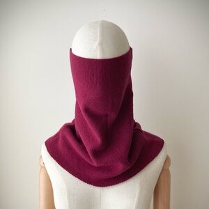joodito 100% cashmere sweater snood turtleneck collar scarf burgundy dark red